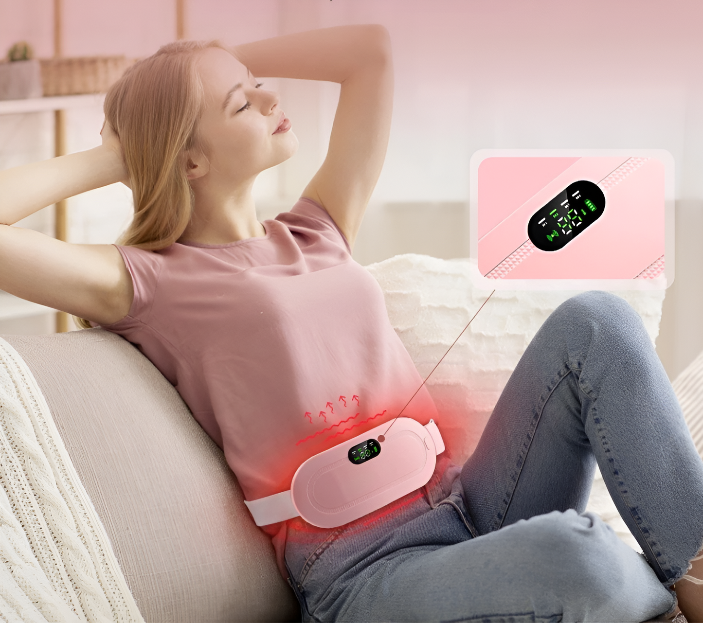Masajeador térmico para cólicos menstruales con calor y vibración inteligente